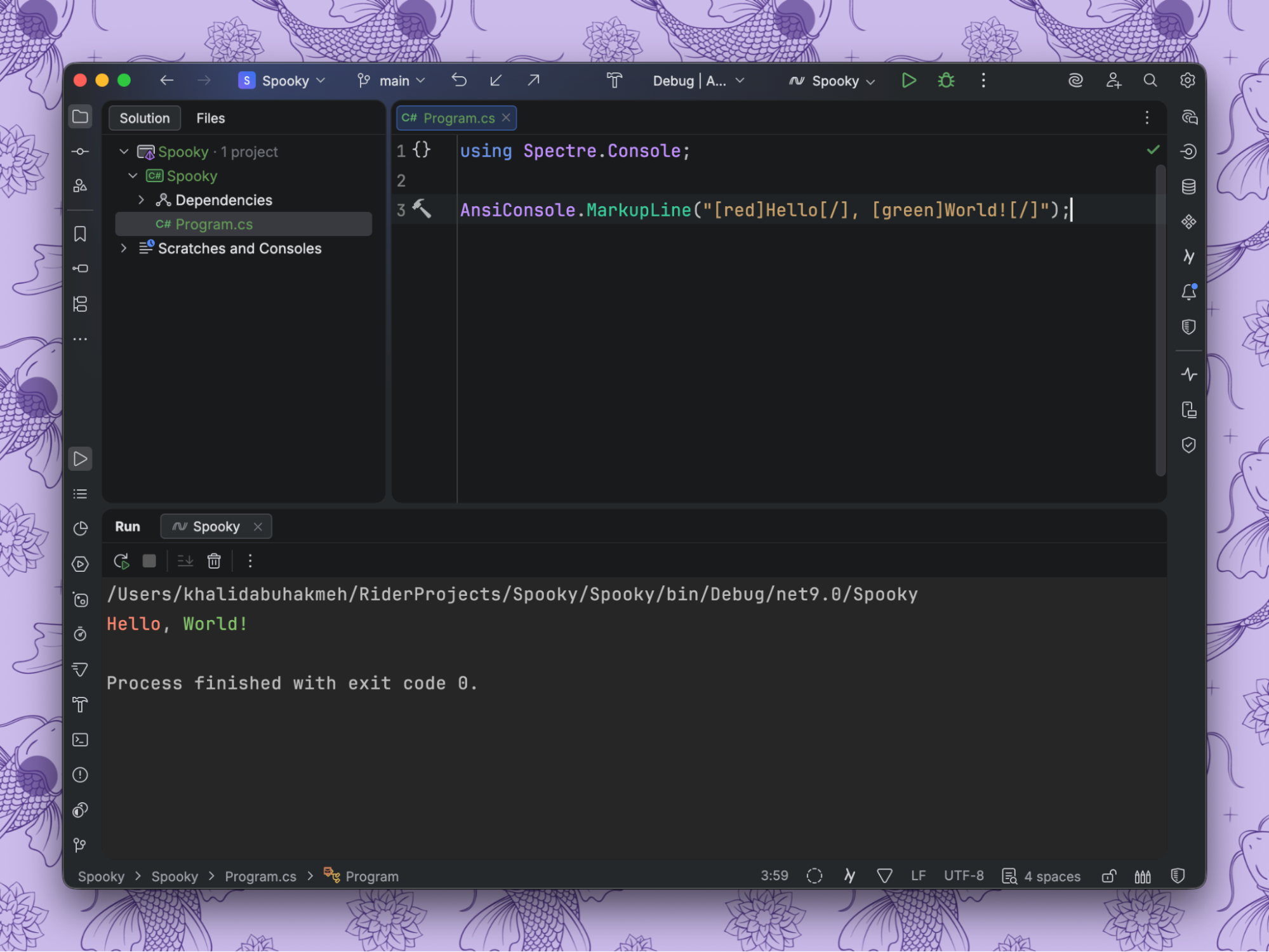 Spectre.Console &quot;Hello World&quot; example