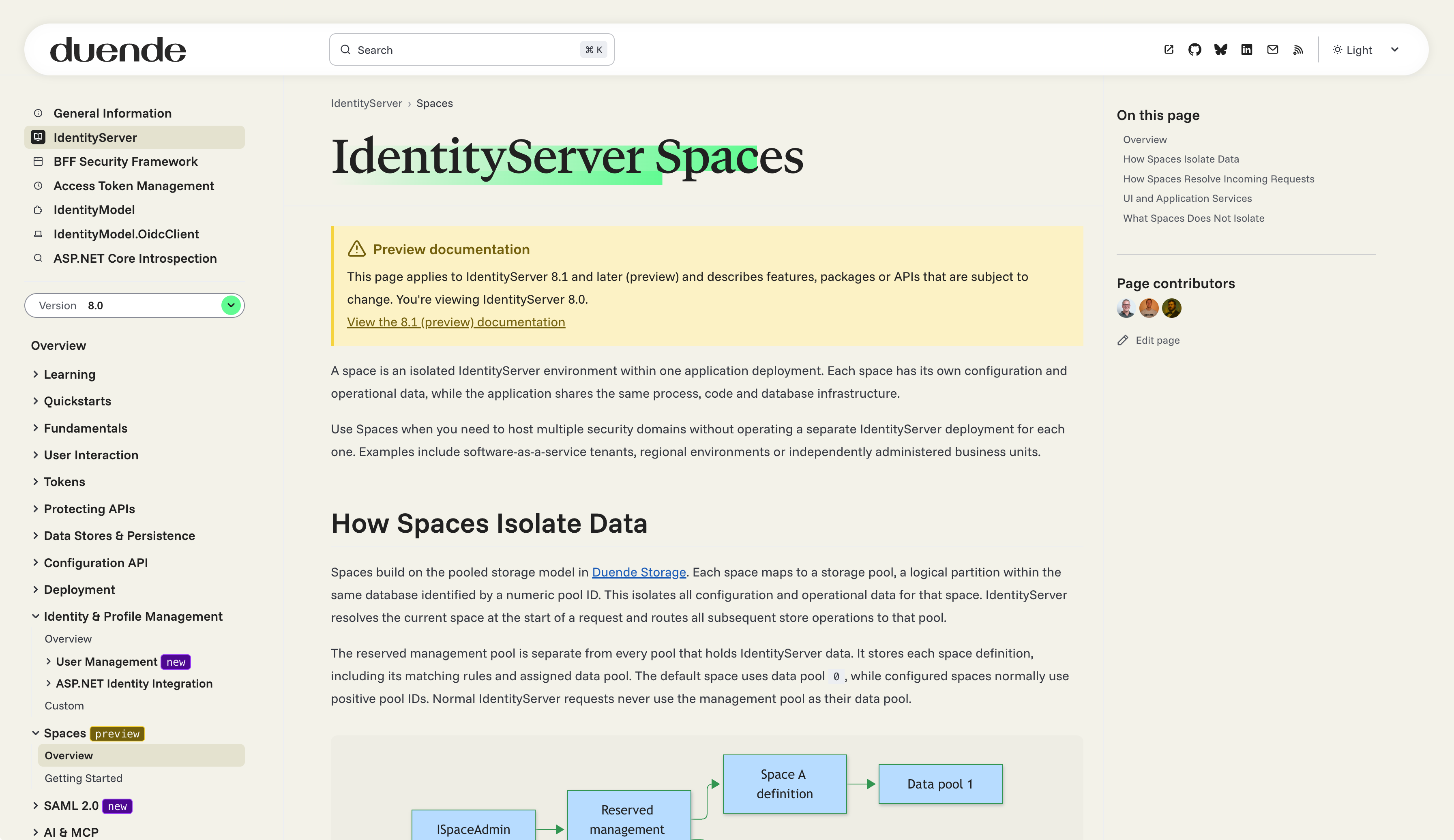 Preview badge on documentation pages in the navigation