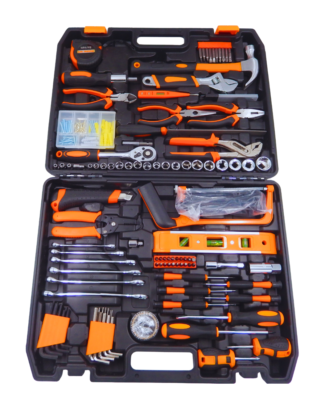 Werkzeugkoffer PlasterOne® 236-Teile Komplettset – Steckschlüsselsatz 1/4" & 3/8", Schraubendreher, Hammer, Zangen & Zubehör – Werkzeug Set im Koffer