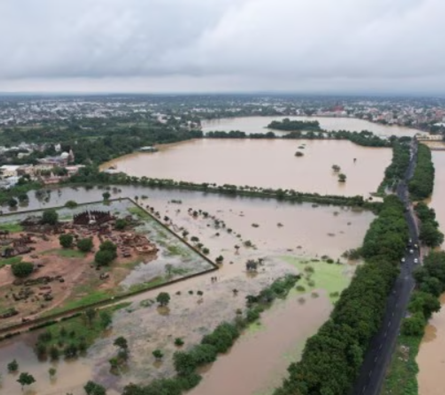A high-altitude photo of Bhuj water system