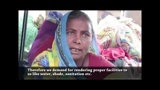 A women street vendor is speaking