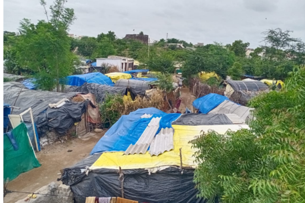 An arial shot of Khasra (a migrant settlement)