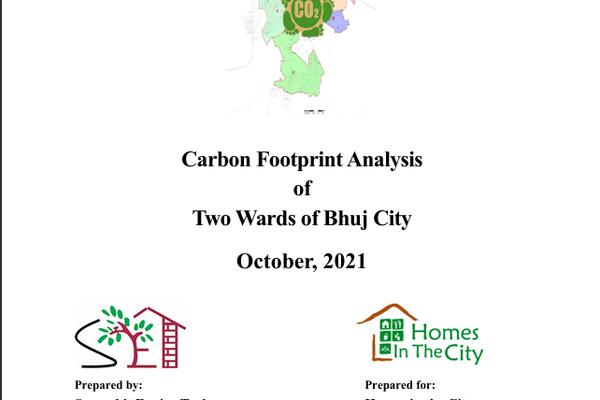 On a white background the logos of HIC, Samuchit Enviro Tech and MISEREOR and a map of Bhuj are given.