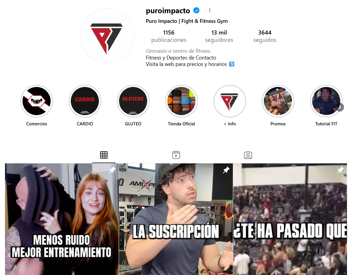 Perfil de Instagram de Puro Impacto