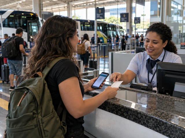 Fahrkartenschalter in einem modernen brasilianischen Busbahnhof