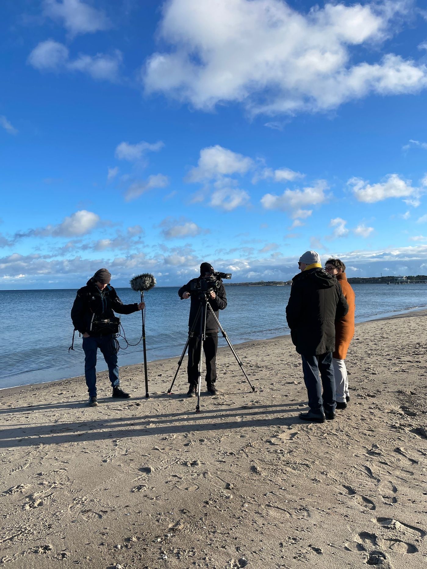 Dreh am Strand an der Ostsee mit Angel und Kamera