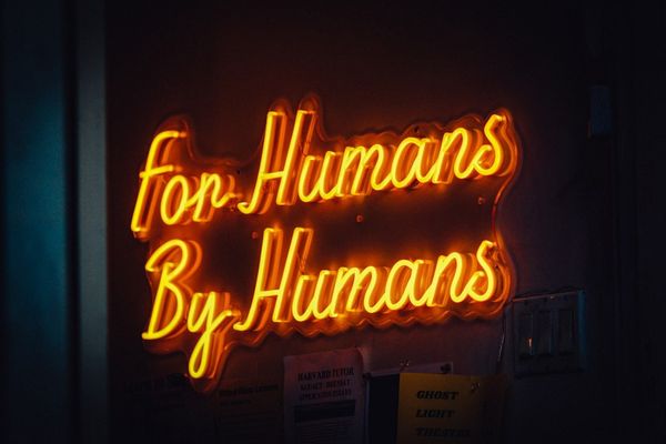 a store front at night