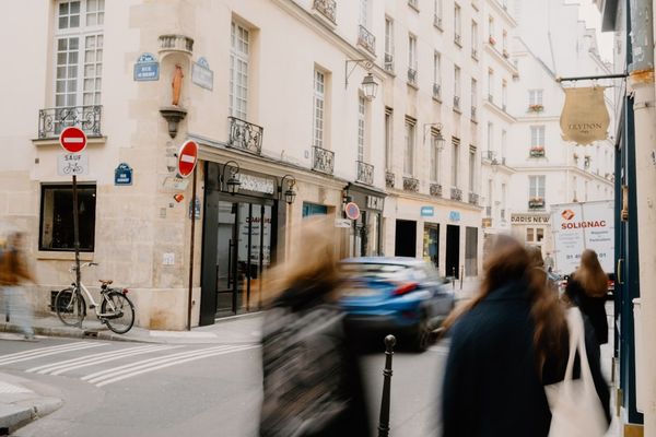 People walking on a street in paris