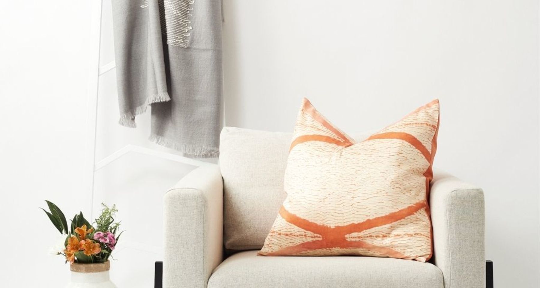 Arc Coral Silk Pillow by Studio Variously