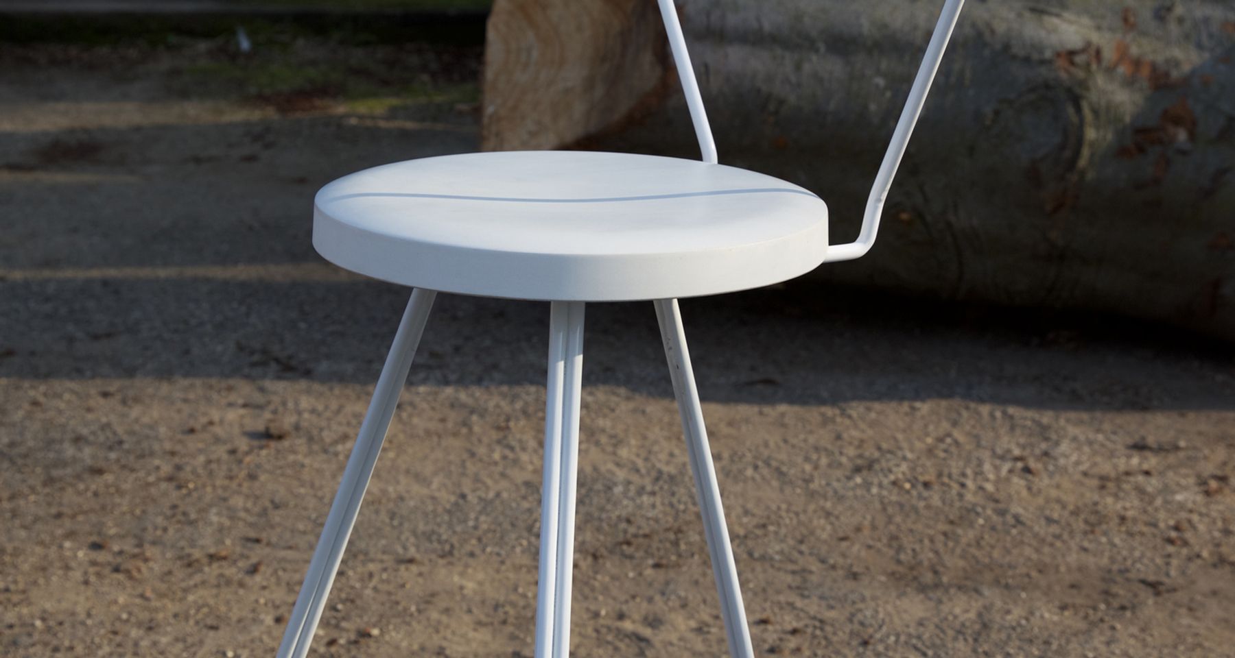 The Coleman Stool with Backrest - White Frame by Greta de Parry