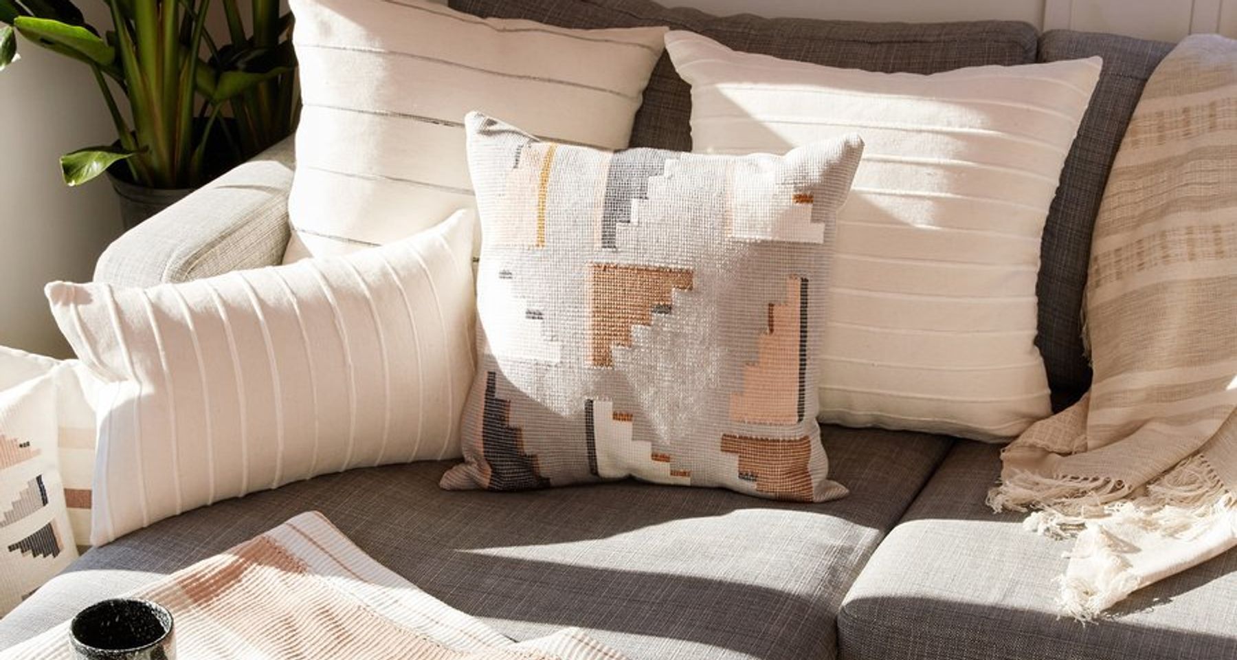 Recycled Stripe Pillow Grey by MINNA Goods