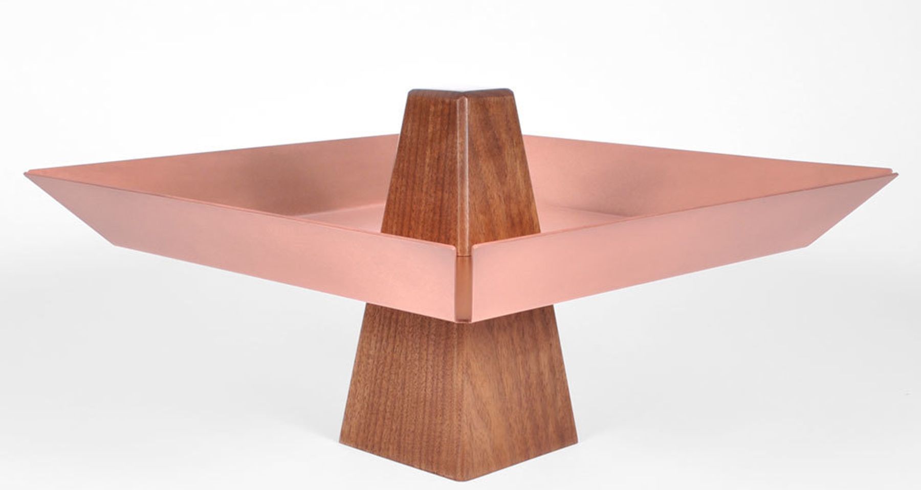 Ansel Pedestal Tray Walnut & Copper by Bronsen