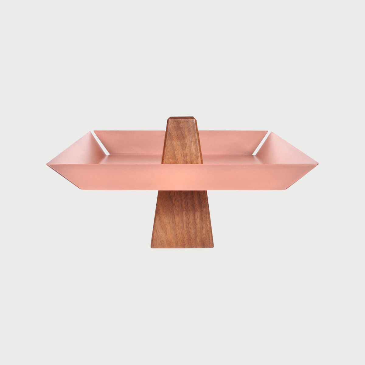 Ansel Pedestal Tray Walnut & Copper