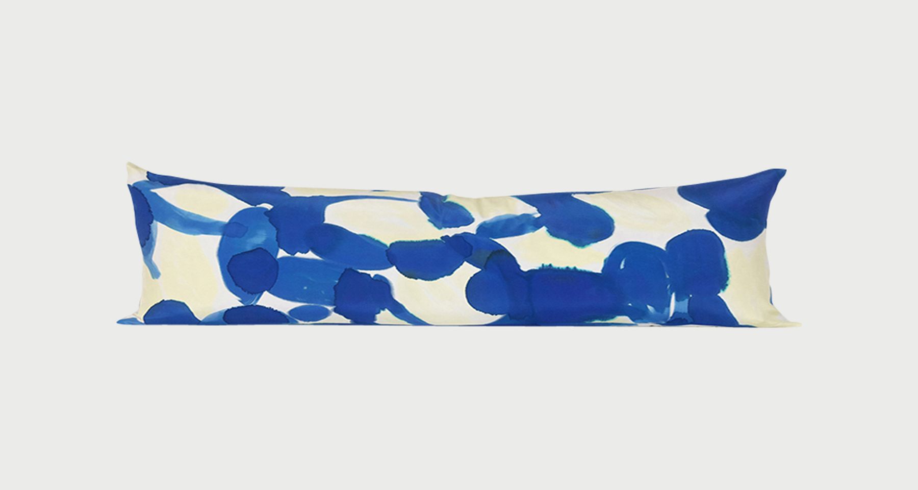 Hand Painted Blue Yellow Molecules Silk Charmeuse Pillow by Fort Makers