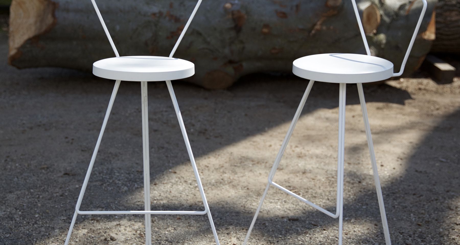 The Coleman Stool with Backrest - White Frame by Greta de Parry