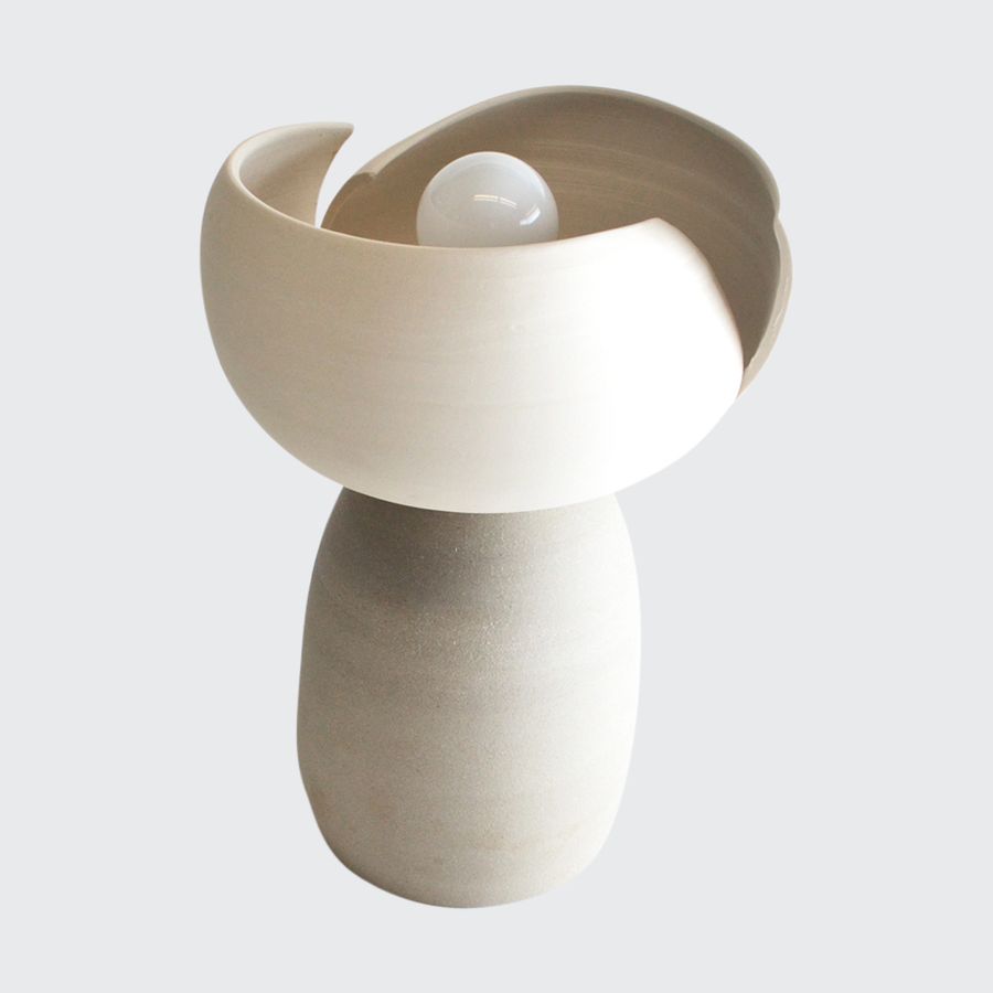 Split Accent Lamp - White & Taupe