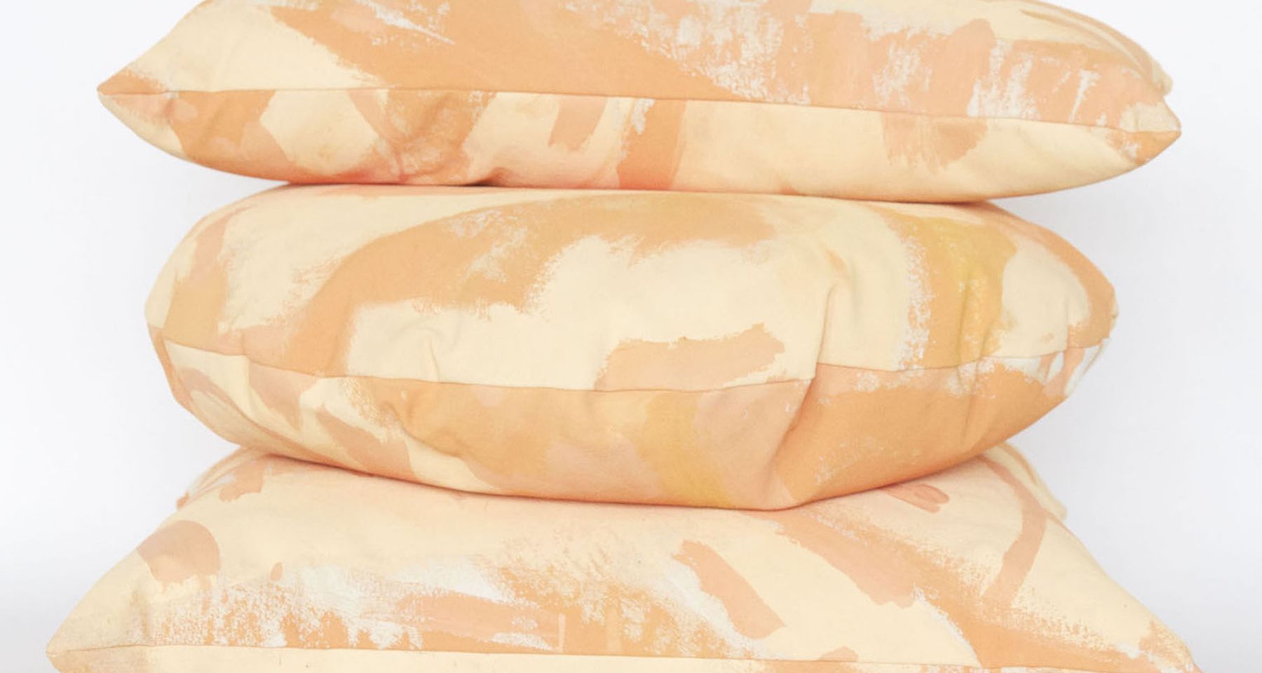 Peach Two Hue Hand Painted Canvas Pillow by Fort Makers