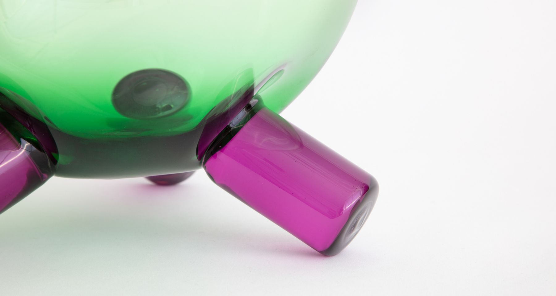 Handmade Glass Tri-Leg Green/Fuchsia Bowl by Fort Makers
