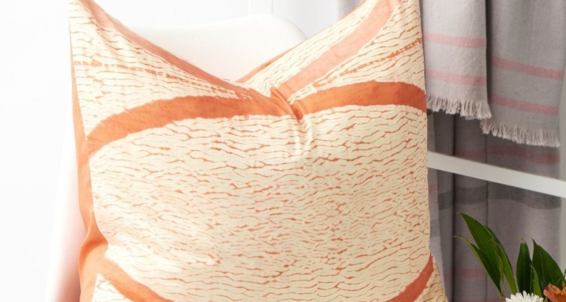 Arc Coral Silk Pillow by Studio Variously