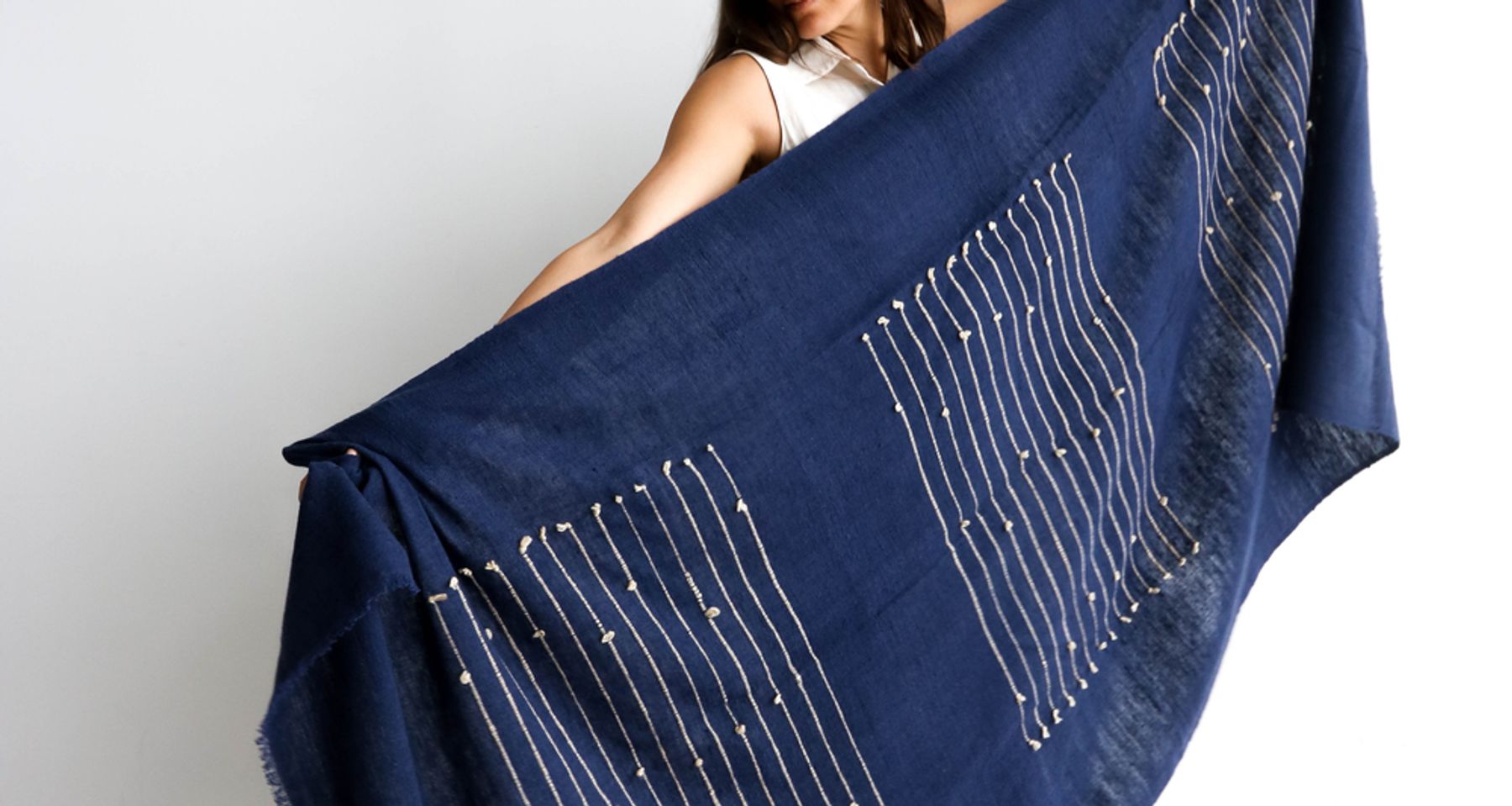 Rosewood Indigo Merino Throw by Studio Variously