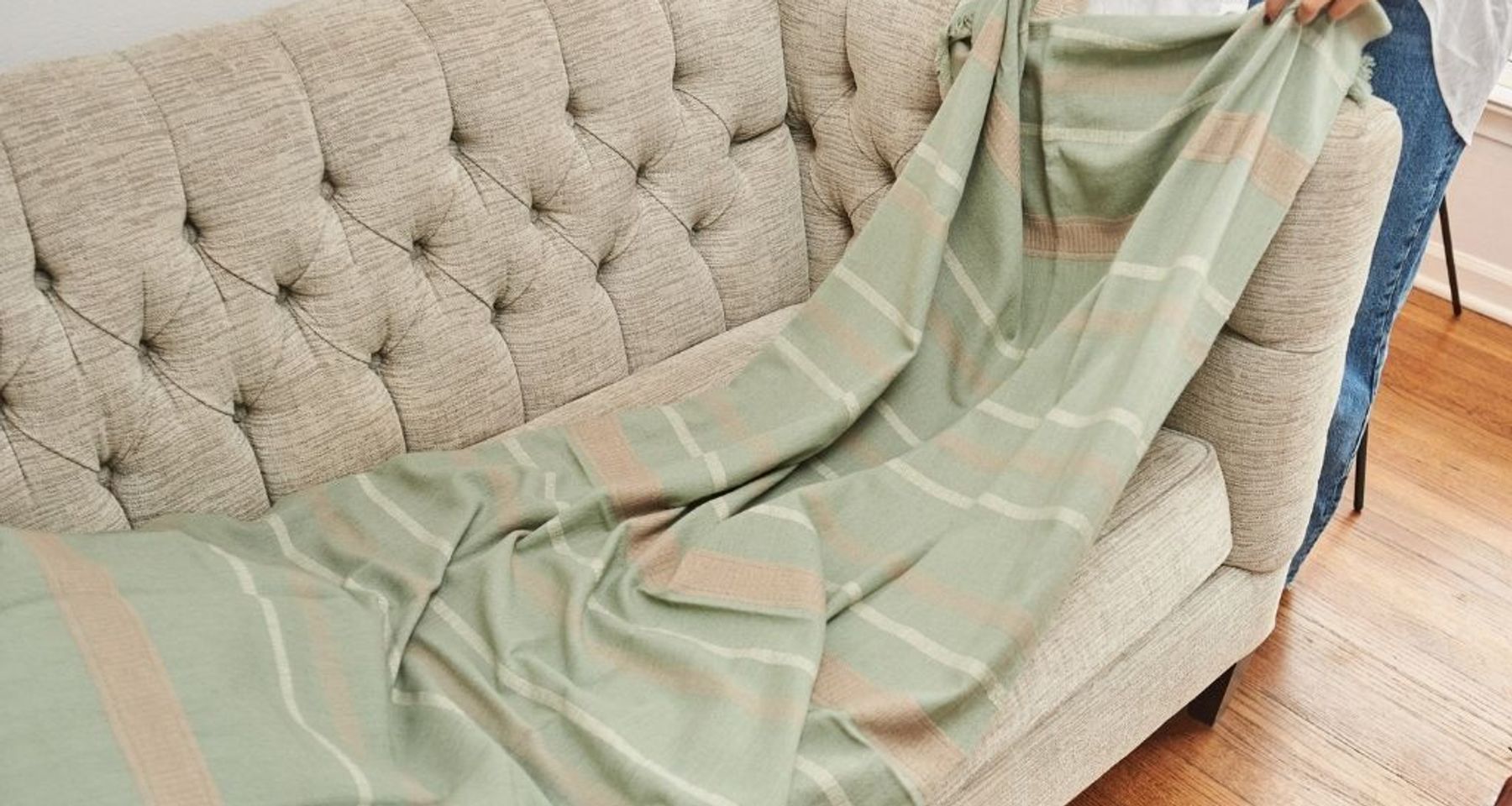 Sage Organic Cotton Throw  by Studio Variously