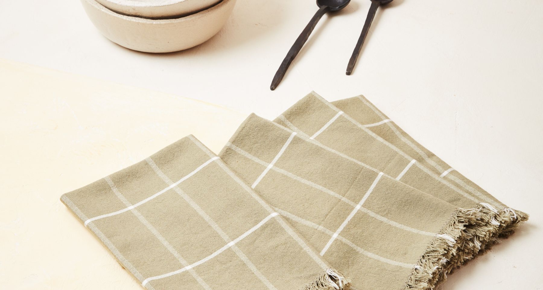 Sage Grid Napkins by MINNA Goods