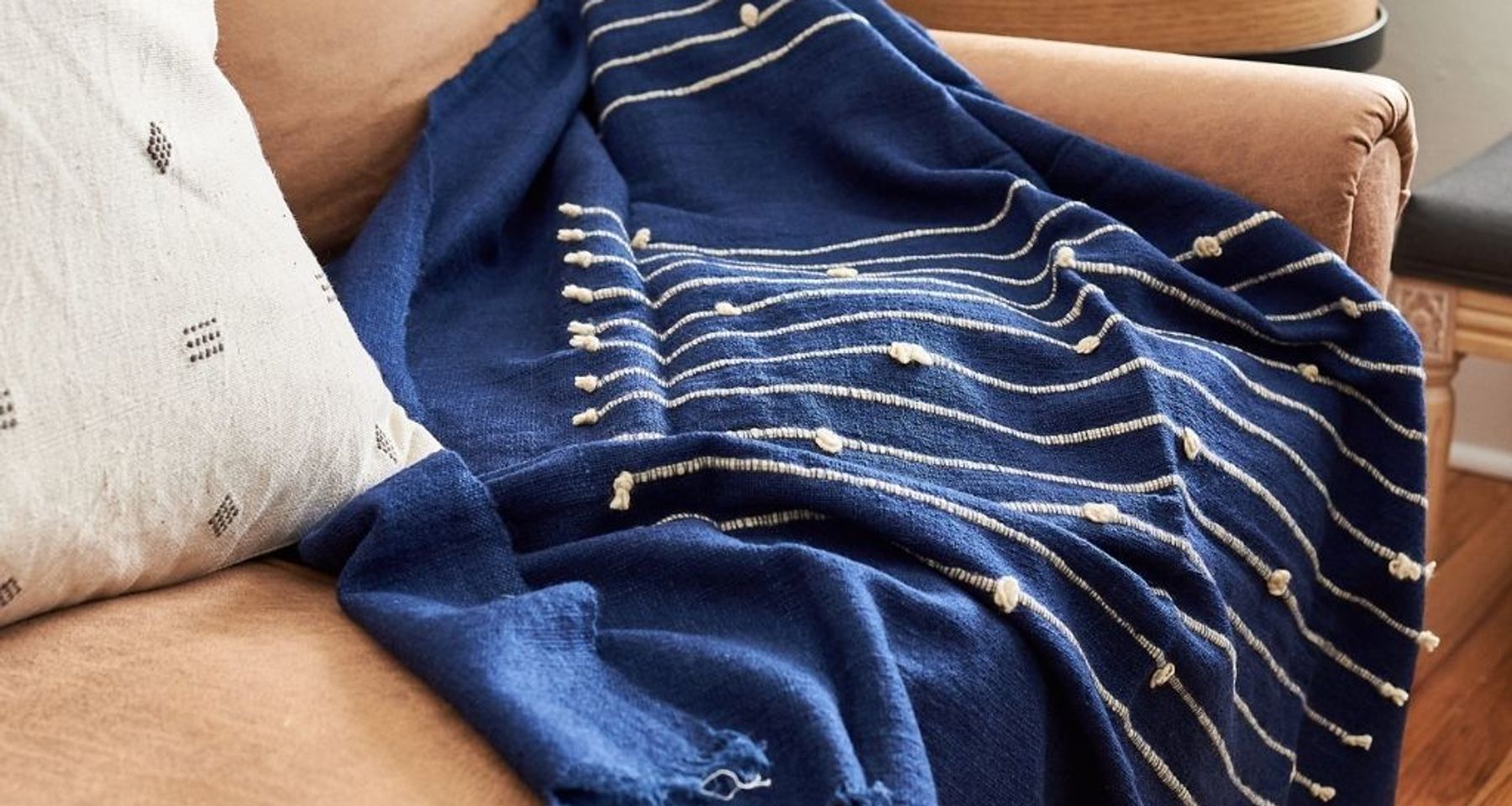 Rosewood Indigo Merino Throw by Studio Variously