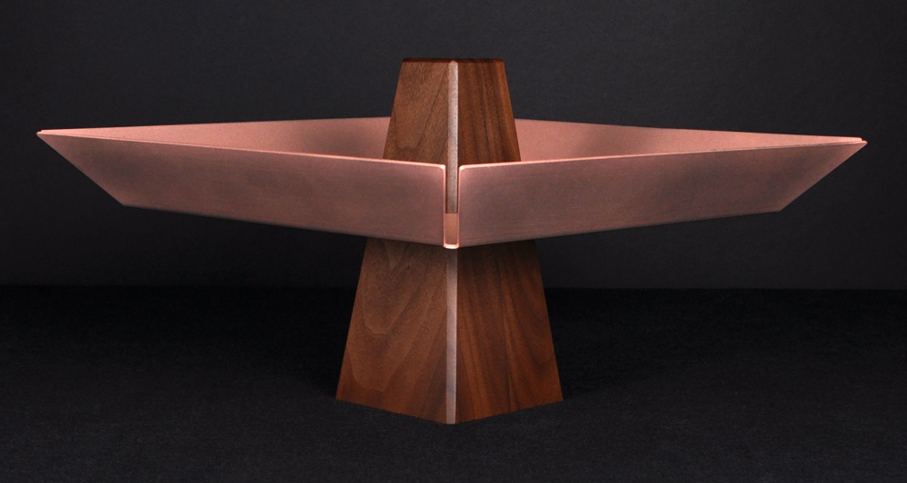 Ansel Pedestal Tray Walnut & Copper by Bronsen
