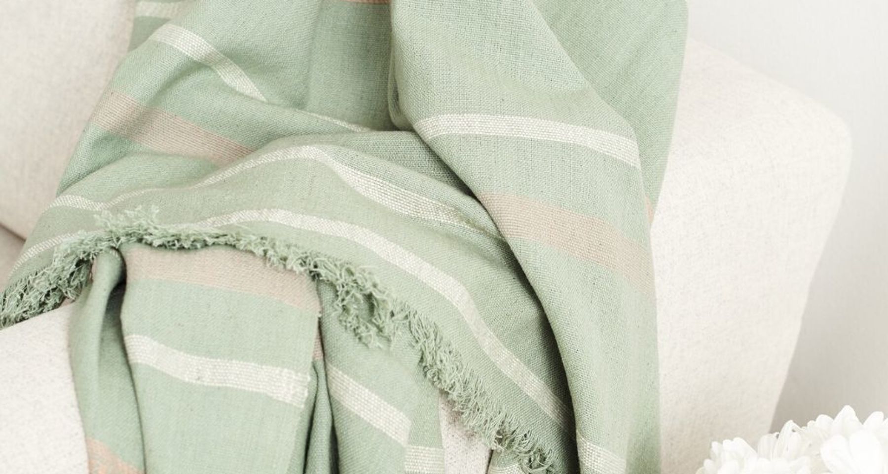 Sage Organic Cotton Throw  by Studio Variously