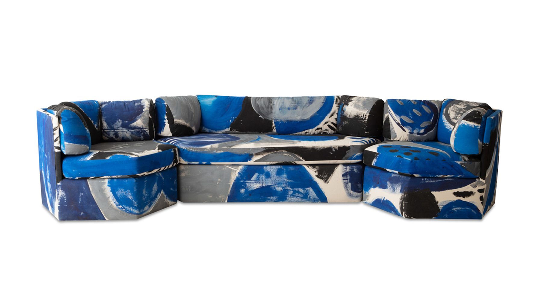 Le Blu Lagoon Hand Painted 3 Piece Sofa by Fort Makers