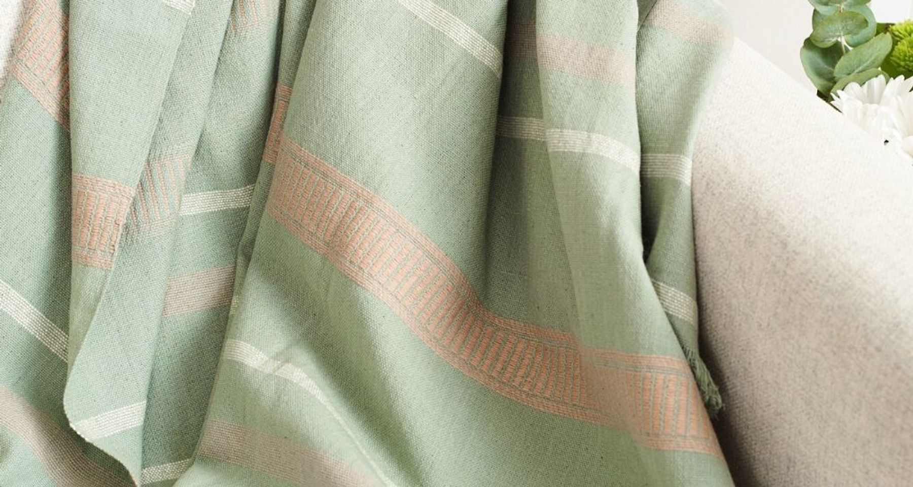 Sage Organic Cotton Throw  by Studio Variously