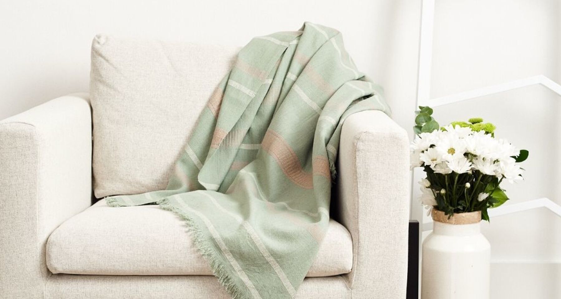 Sage Organic Cotton Throw  by Studio Variously