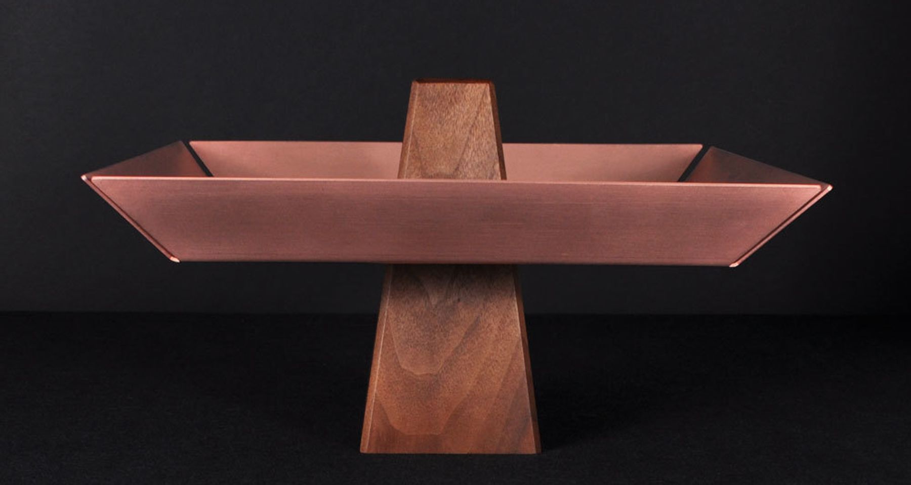 Ansel Pedestal Tray Walnut & Copper by Bronsen