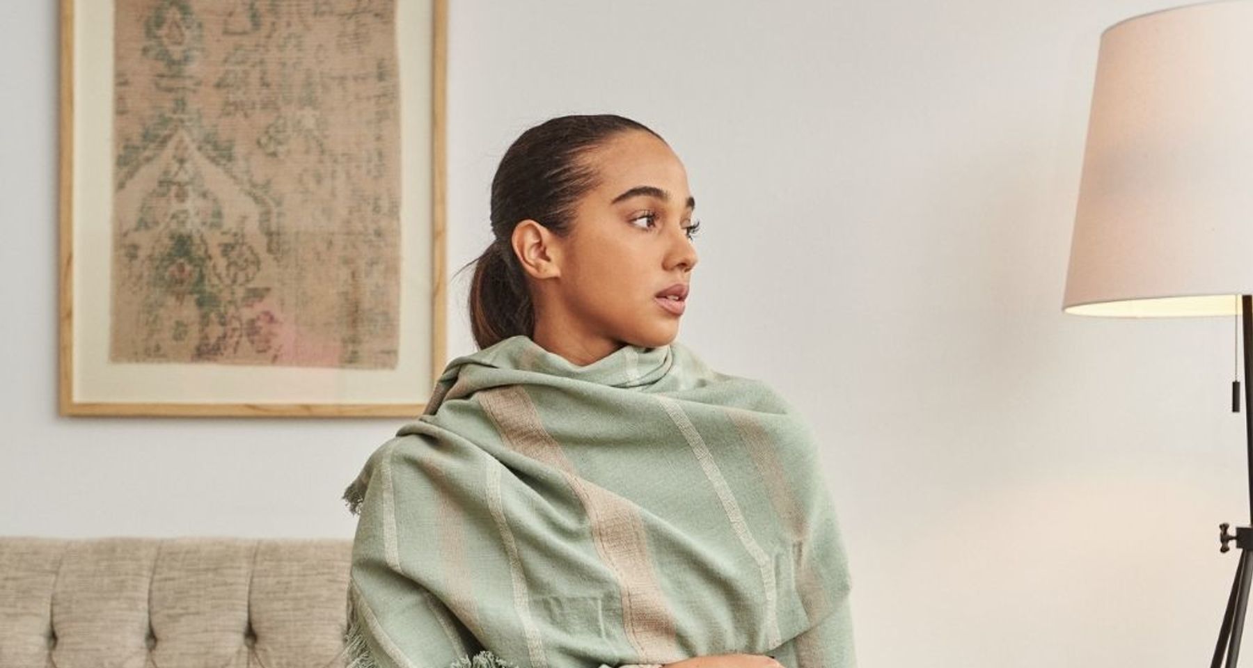 Sage Organic Cotton Throw  by Studio Variously