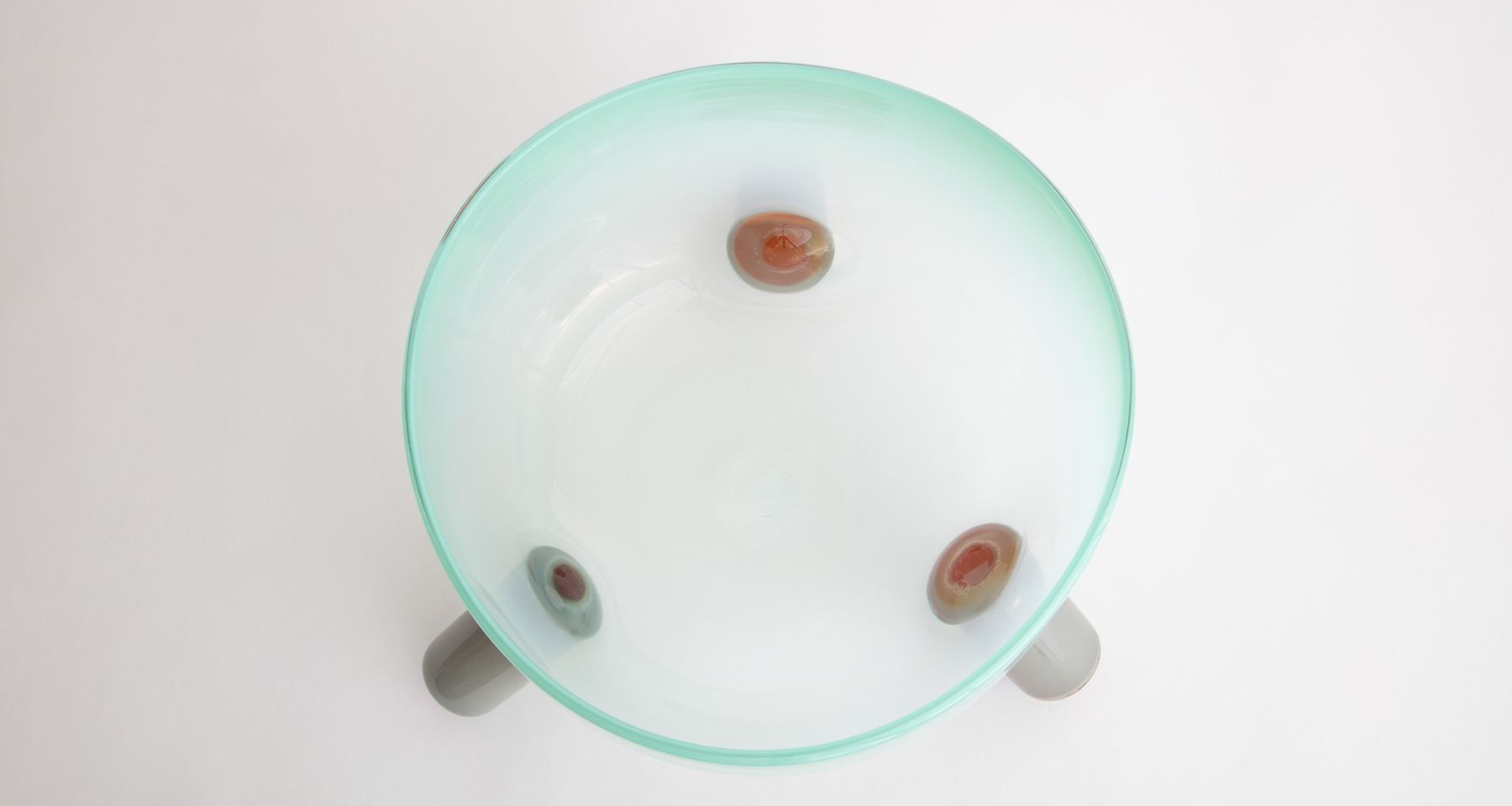 Handmade Glass Tri-Leg Mint/Grey Bowl   by Fort Makers