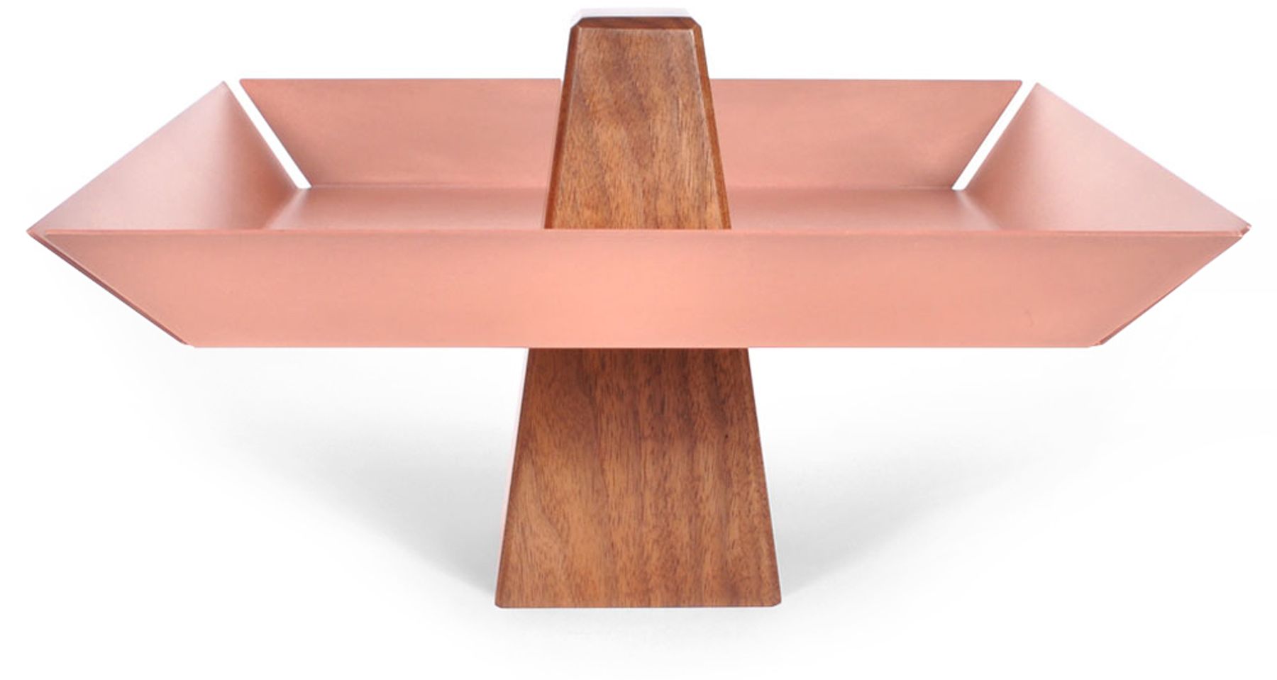 Ansel Pedestal Tray Walnut & Copper by Bronsen
