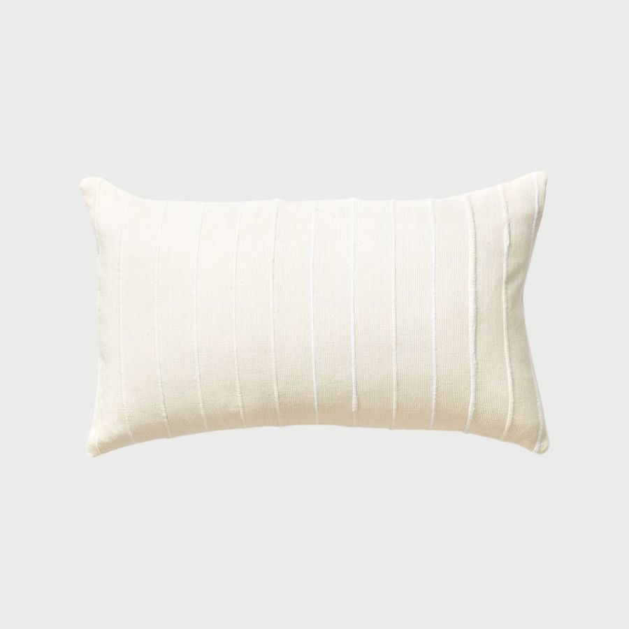 Recycled Stripe Lumbar Pillow Cream