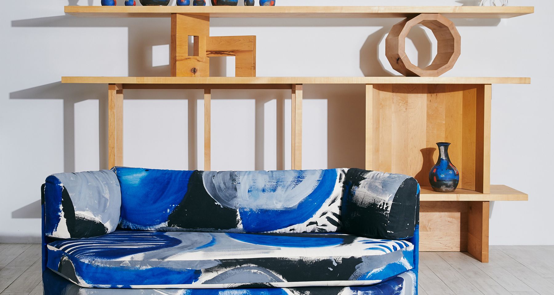 Le Blu Lagoon Hand Painted 3 Piece Sofa by Fort Makers