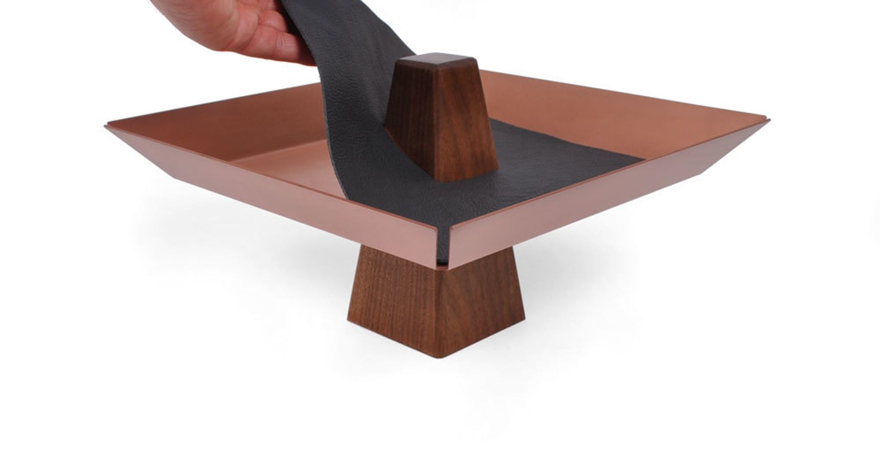 Ansel Pedestal Tray Walnut & Copper by Bronsen