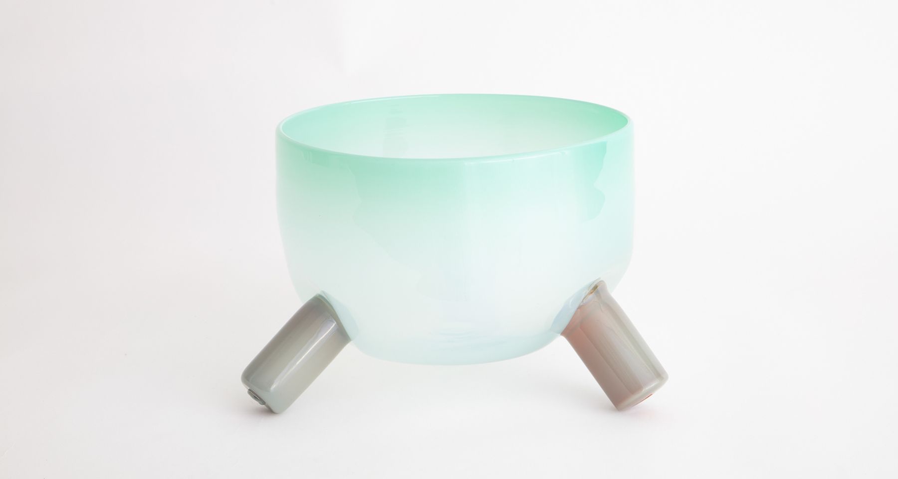 Handmade Glass Tri-Leg Mint/Grey Bowl   by Fort Makers