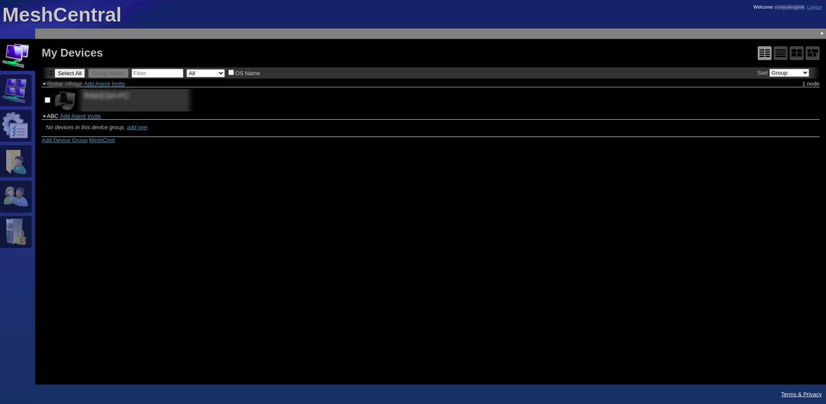 Remote management with MeshCentral