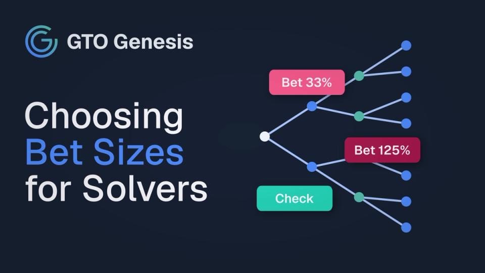 GTO Genesis thumbnail for choosing bet sizes for solvers with a game tree and bet size boxes