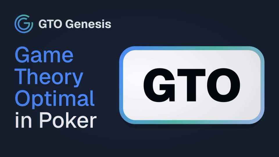 GTO Genesis article cover showing the title Game Theory Optimal in Poker beside a sign that says GTO.