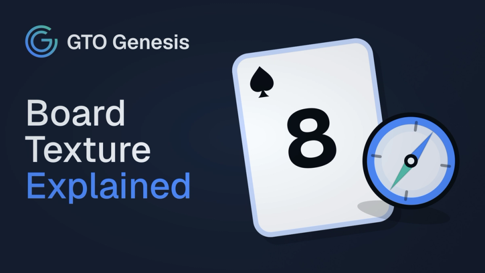 GTO Genesis article cover showing the title Board Texture Explained beside an eight of spades and a compass icon.