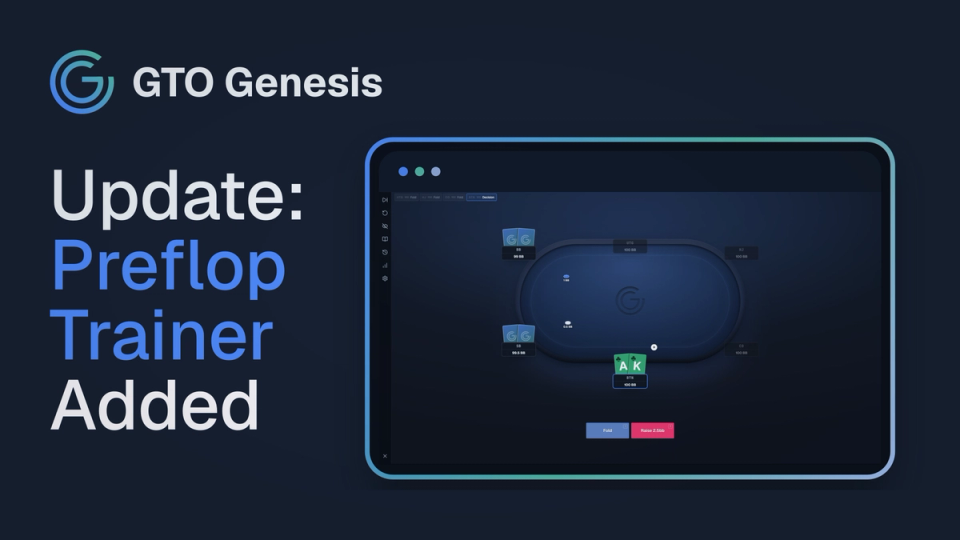 GTO Genesis thumbnail for an update announcing the addition of a preflop trainer