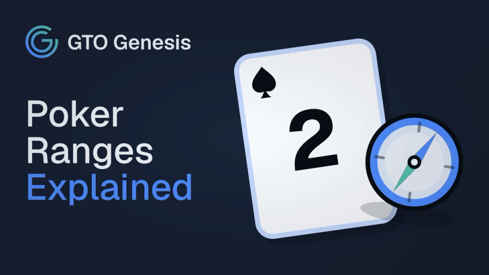 GTO Genesis article cover showing the title Poker Ranges Explained beside a two of spades and a compass icon.