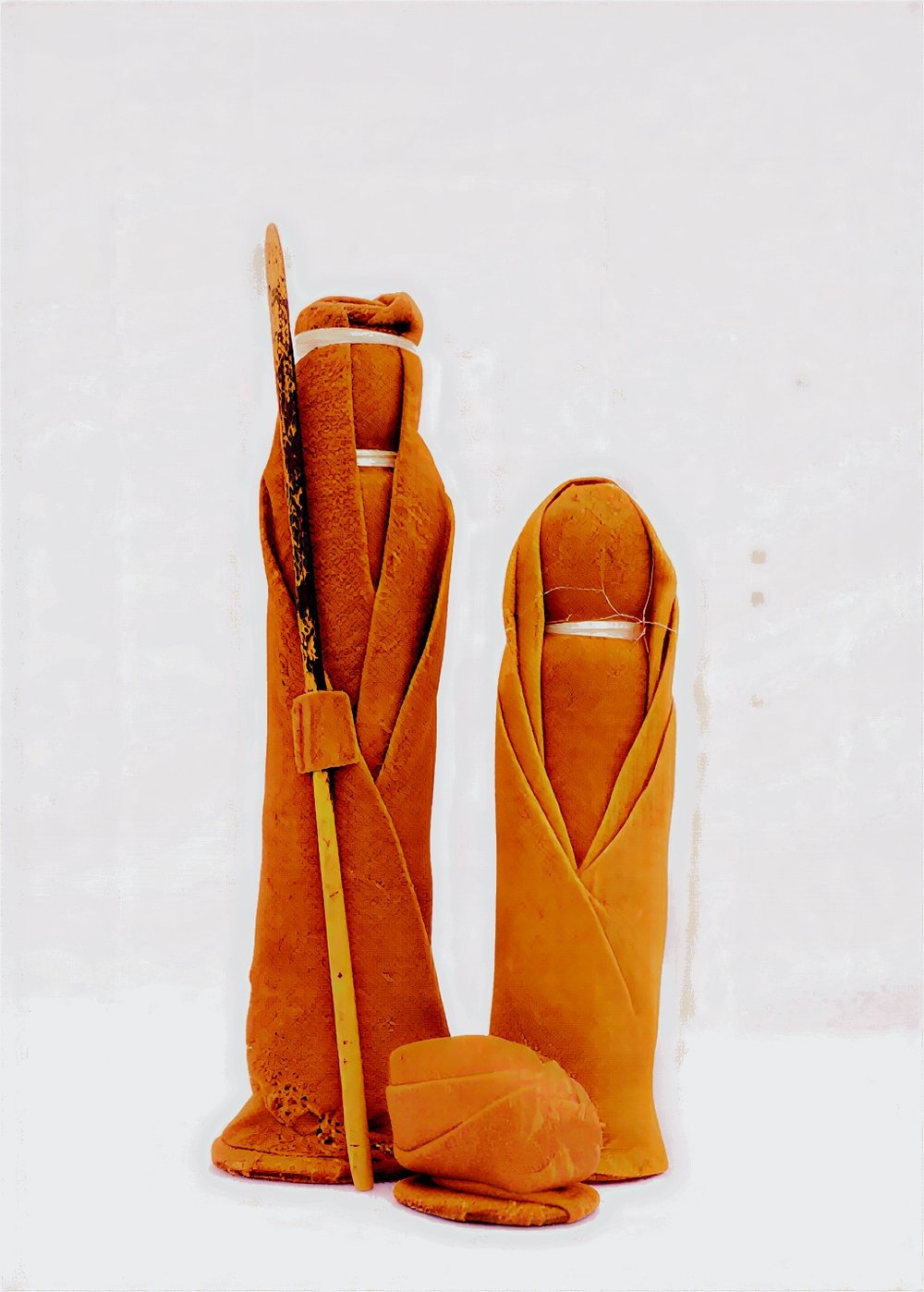Authentic Earth-Tone Ugandan Barkcloth Nativity Set
