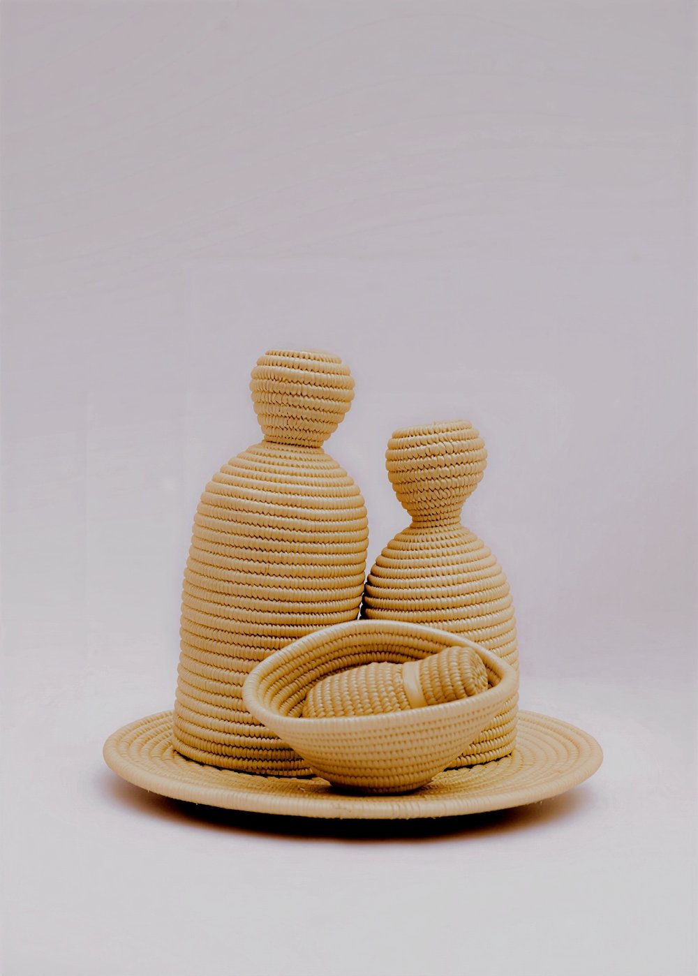 Traditional Ugandan Coiled Raffia & Woven Fiber Nativity Set