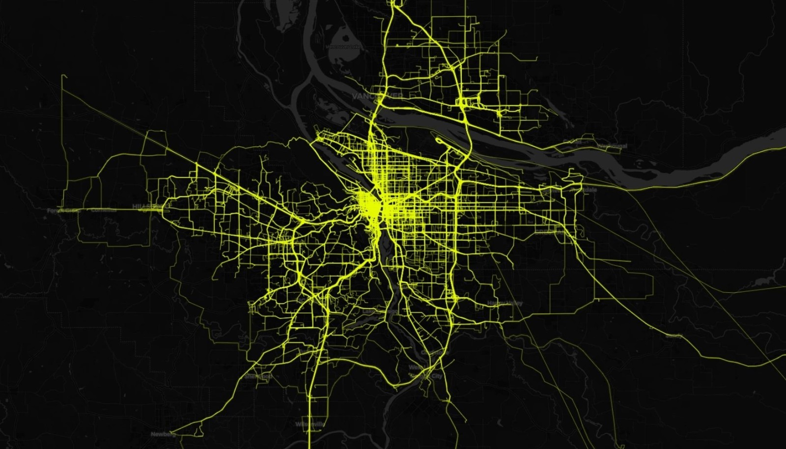 Actual campaign GPS heatmap showing vehicle routes in Montreal