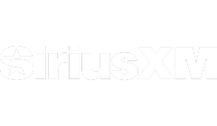 SiriusXM company logo in white text on black background.